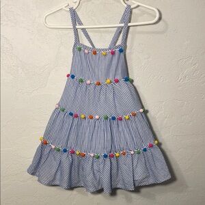 Tommy Bahama Blue Striped Dress with Colorful Pom-Poms